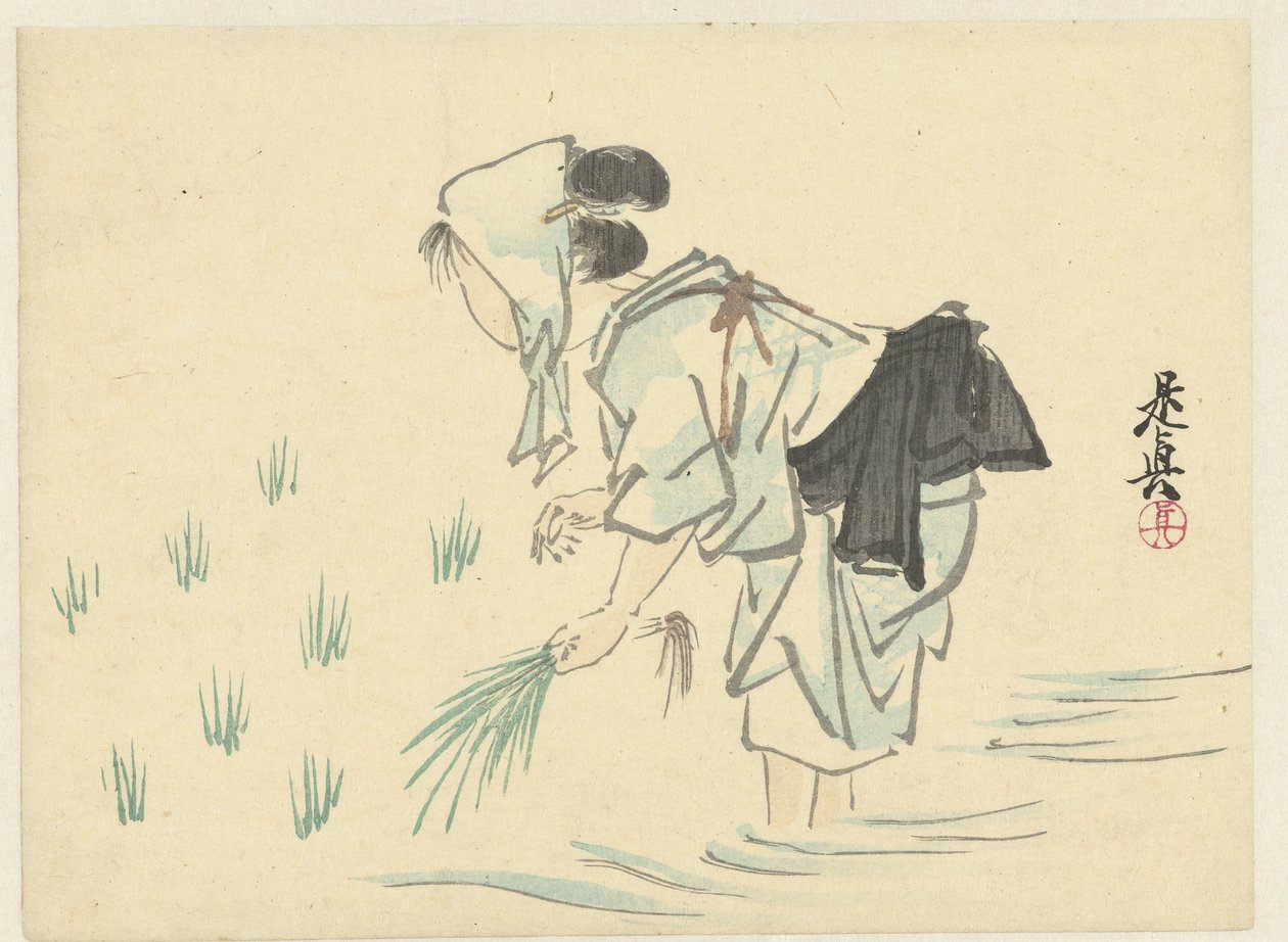 mulher plantadora de arroz de Shibata Zeshin
