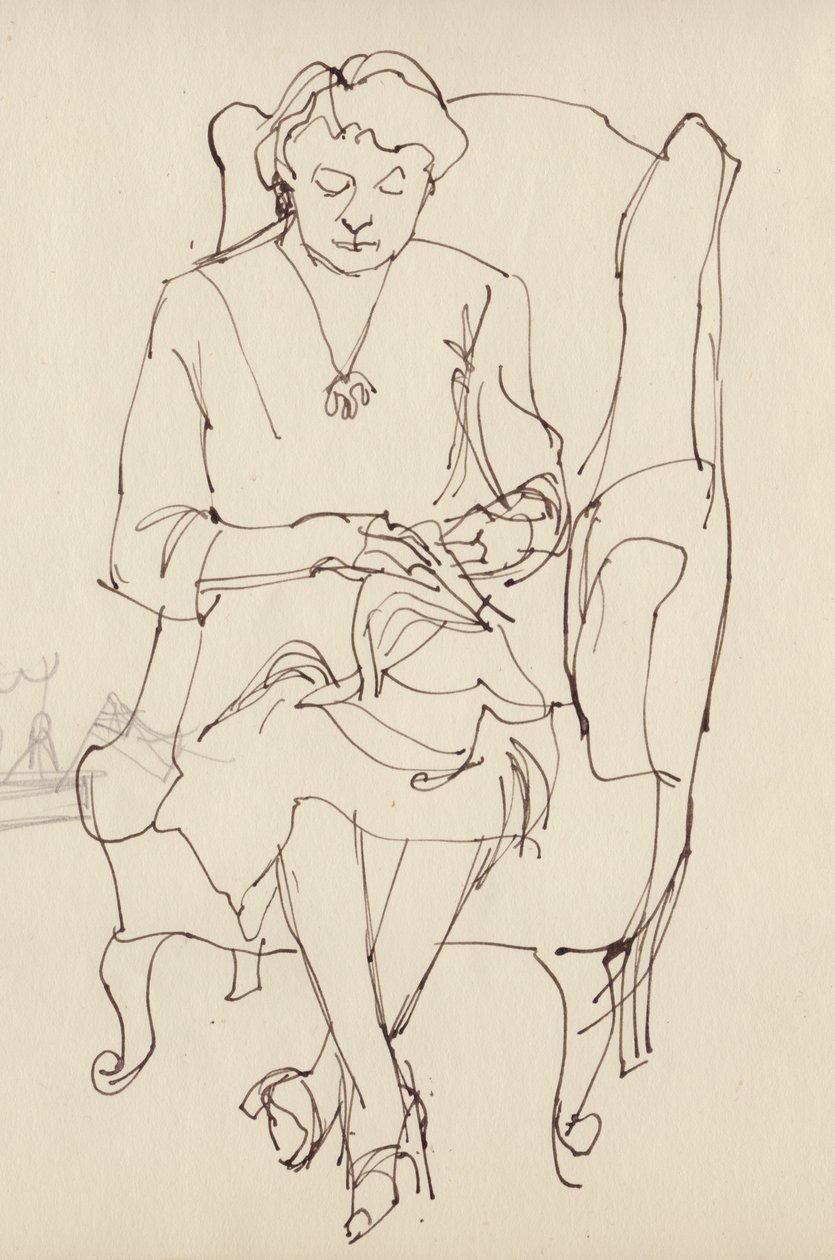 Mulher costurando, c1950. de Shirley Markham