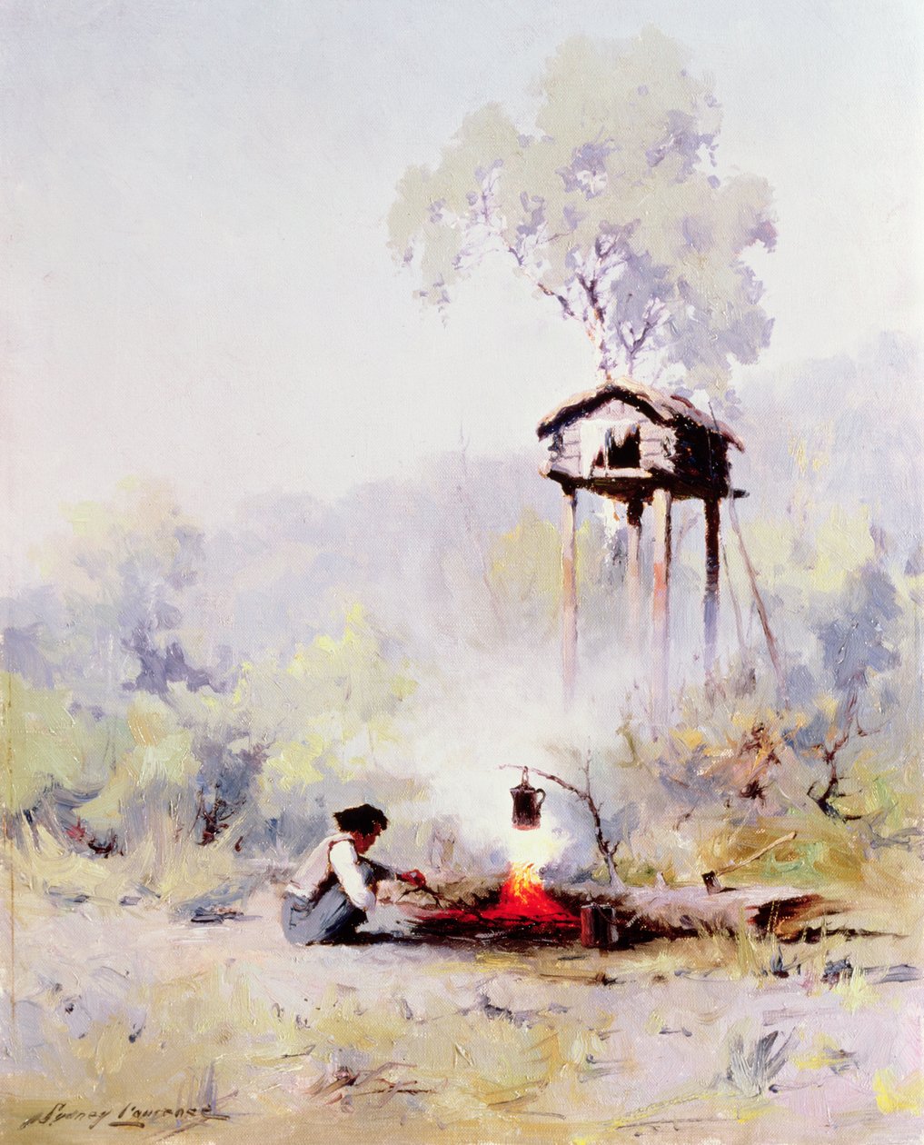 Fogueira (óleo sobre tela) de Sidney Laurence