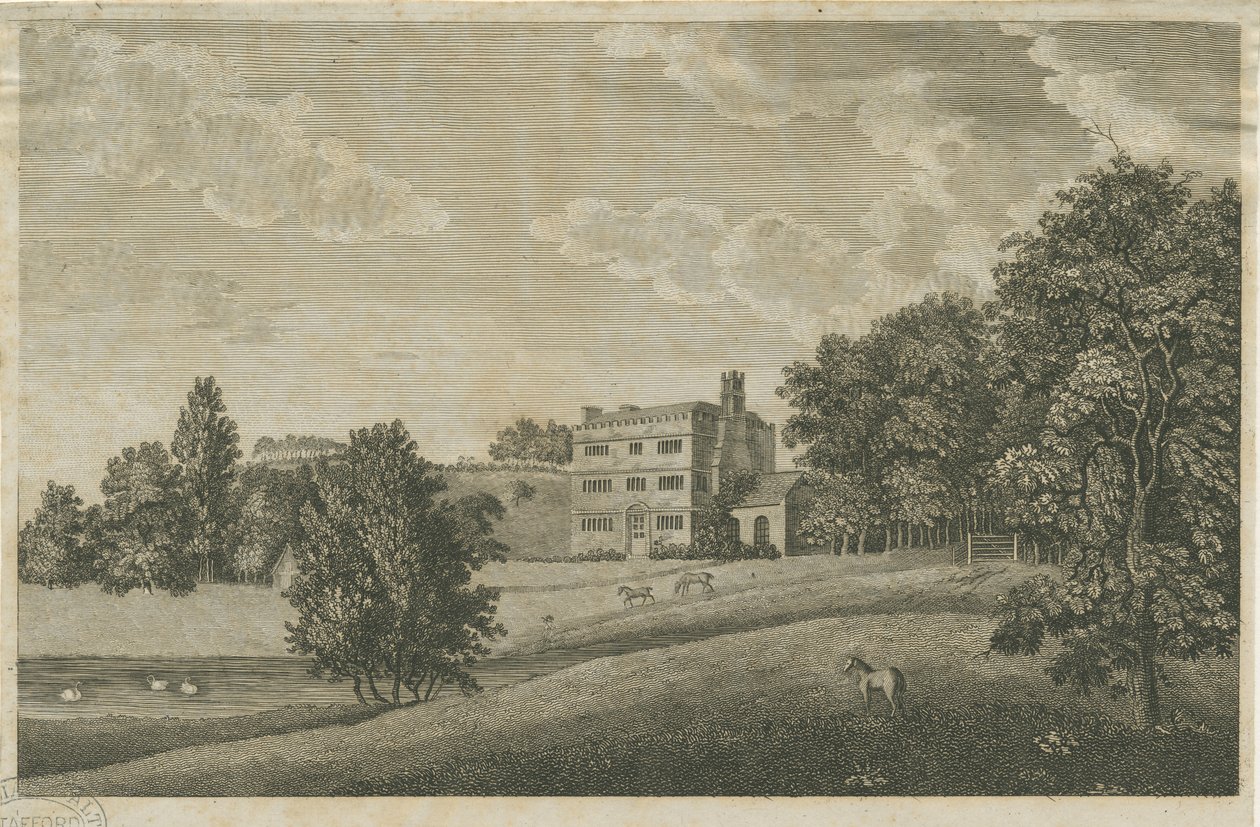 Butterton Hall: gravura, nd [?18 cent] (estampado) de Stebbing Shaw