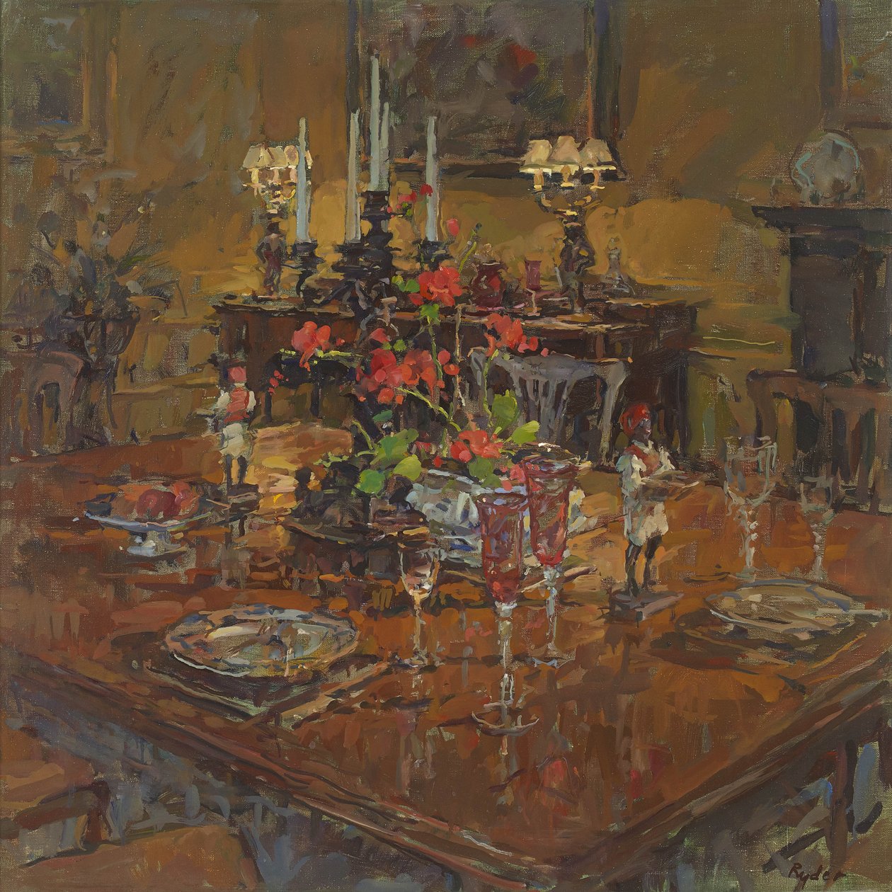 Sala de jantar com gerânios de Susan Ryder