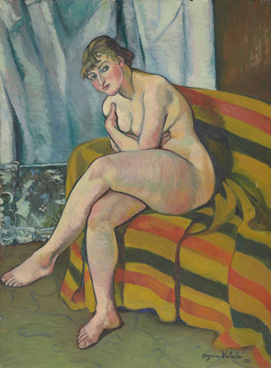 Nua sentada em um sofá de Suzanne Valadon