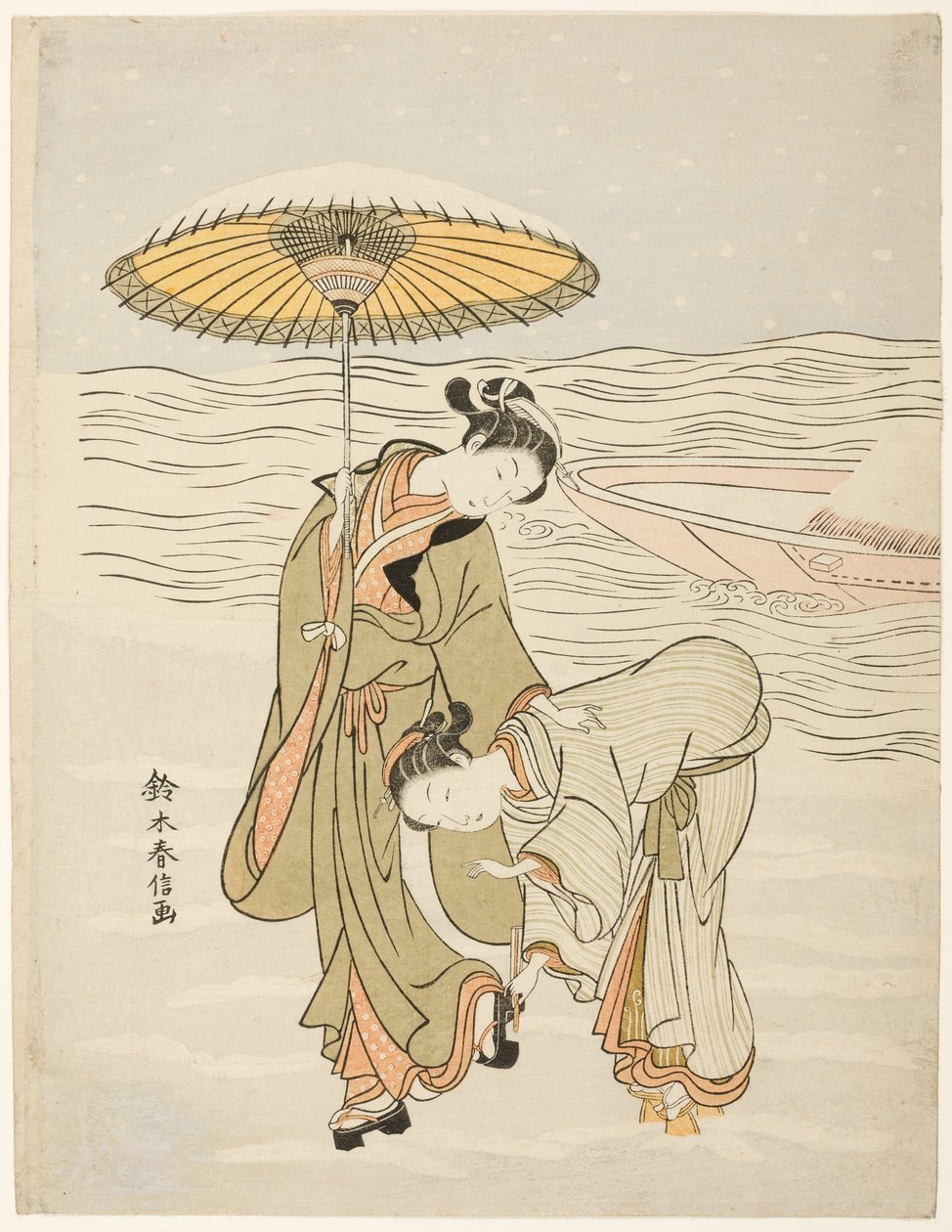 O Geta coberto de neve de Suzuki Harunobu