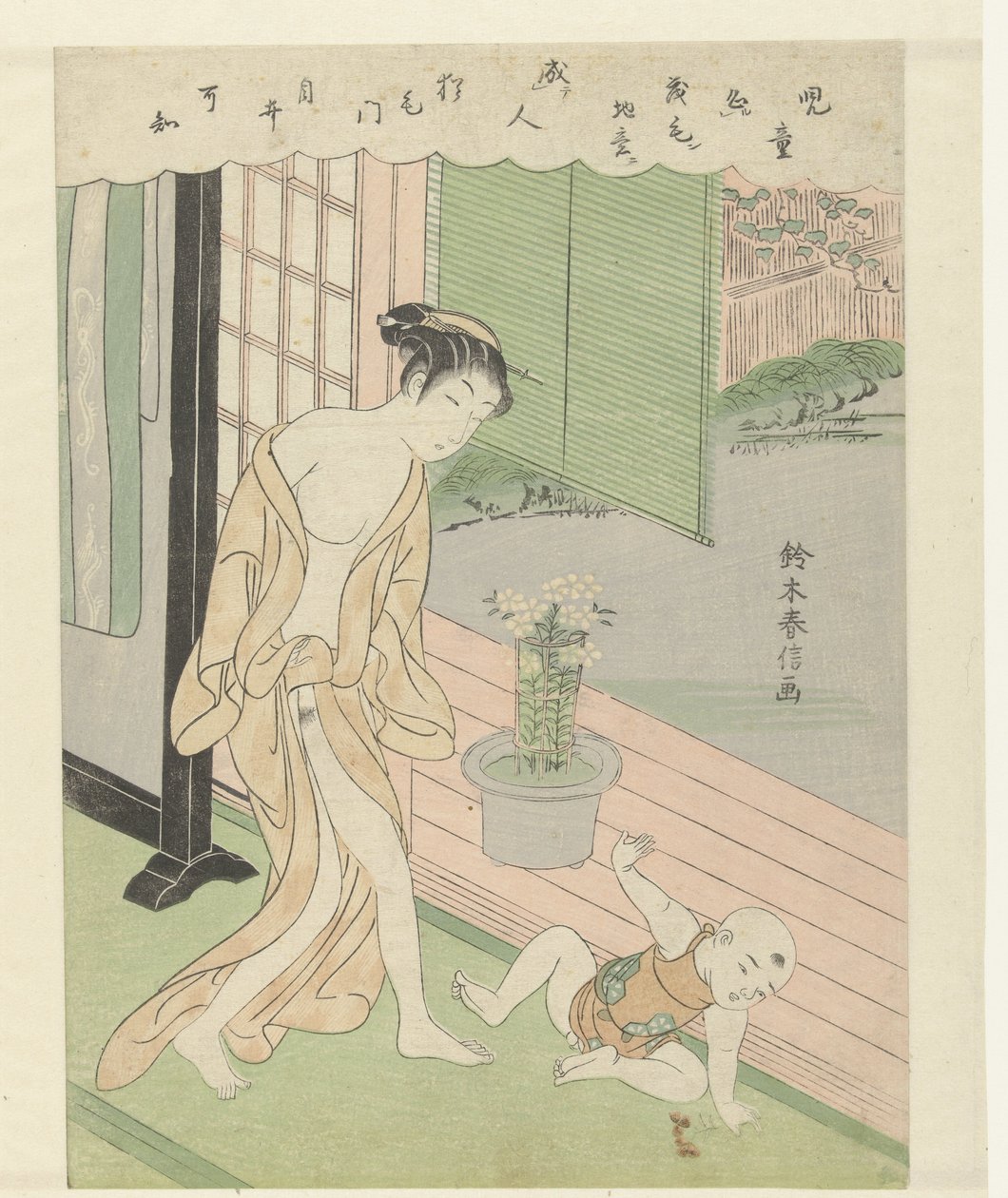 Esposa e filho travesso de Suzuki Harunobu