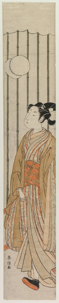Jovem jogando futebol de Suzuki Harunobu