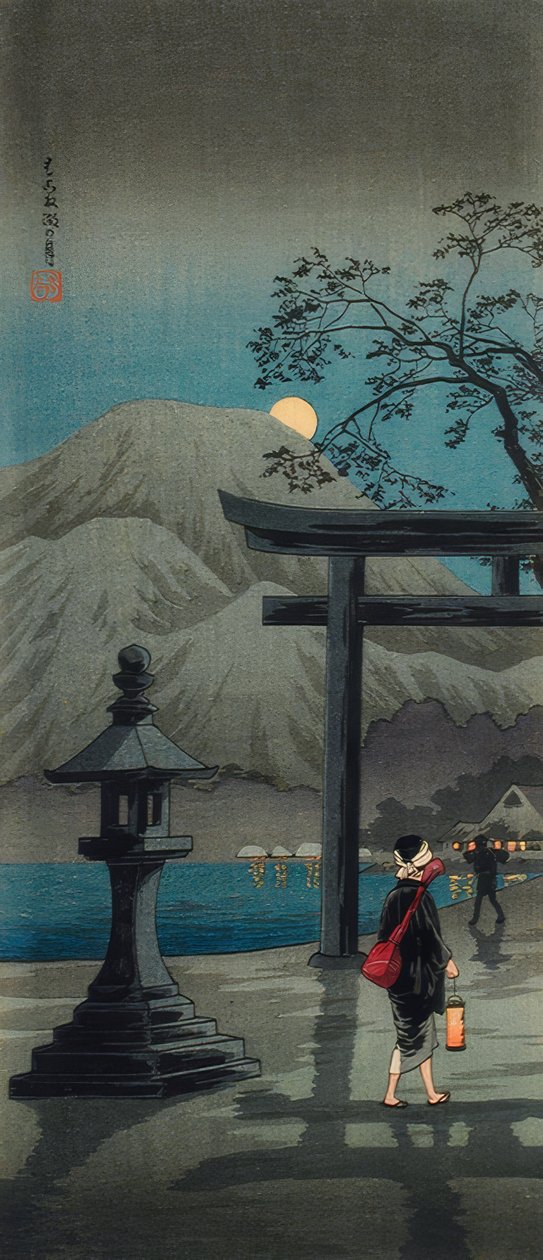 Lago Hakone ao luar de Takahashi Hiroaki