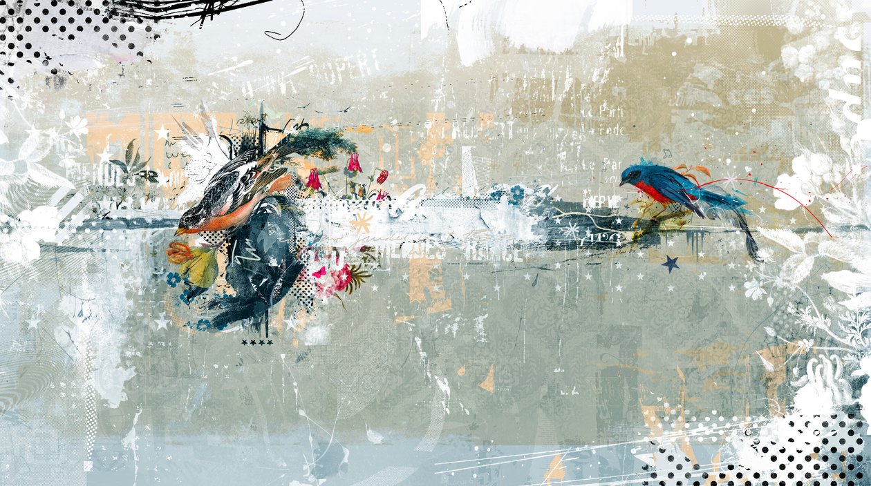 Birdalicious, 2014 (Colagem sobre tela) de Teis Albers
