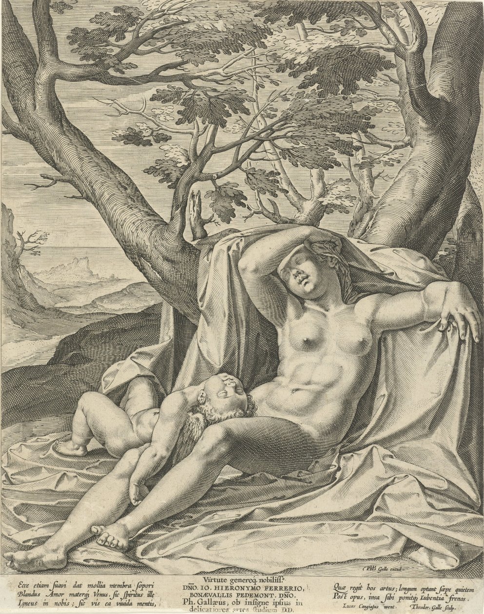Vénus adormecido e Cupido de Theodoor Galle