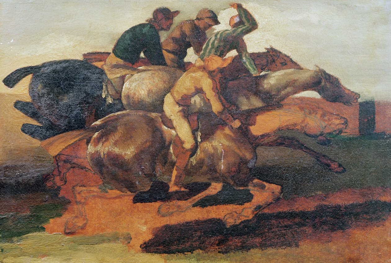 Quatro jóqueis galopando de Theodore Gericault