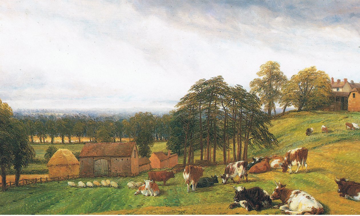 Gado e ovelha no Old Park Farm de Thomas Baker