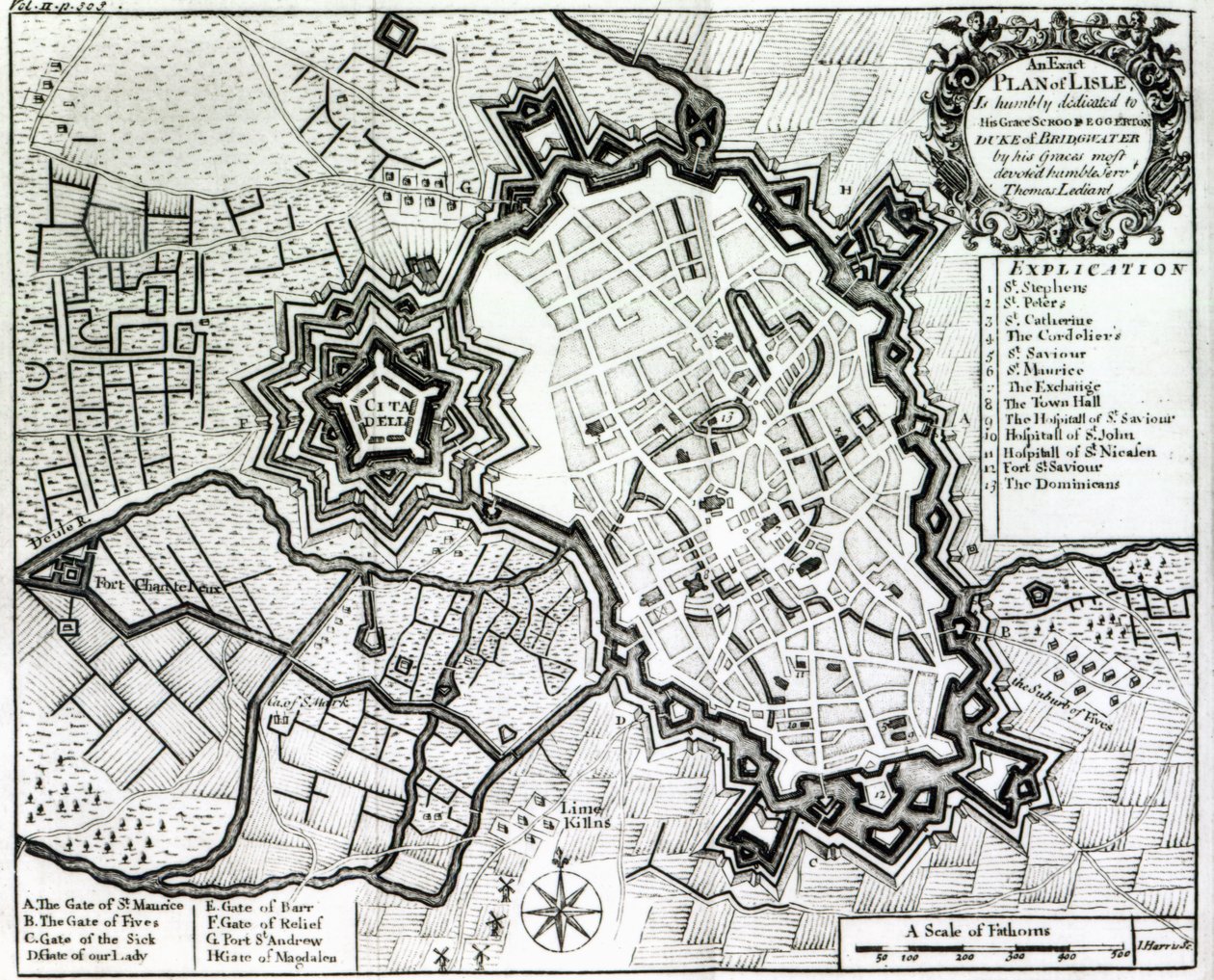 Plano de Lisle, 1736 de Thomas Lediard