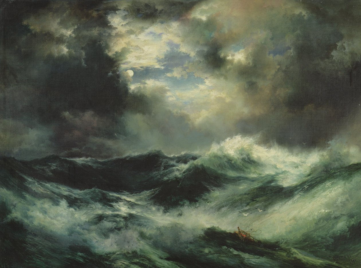 Naufrágio ao luar no mar, 1901 de Thomas Moran
