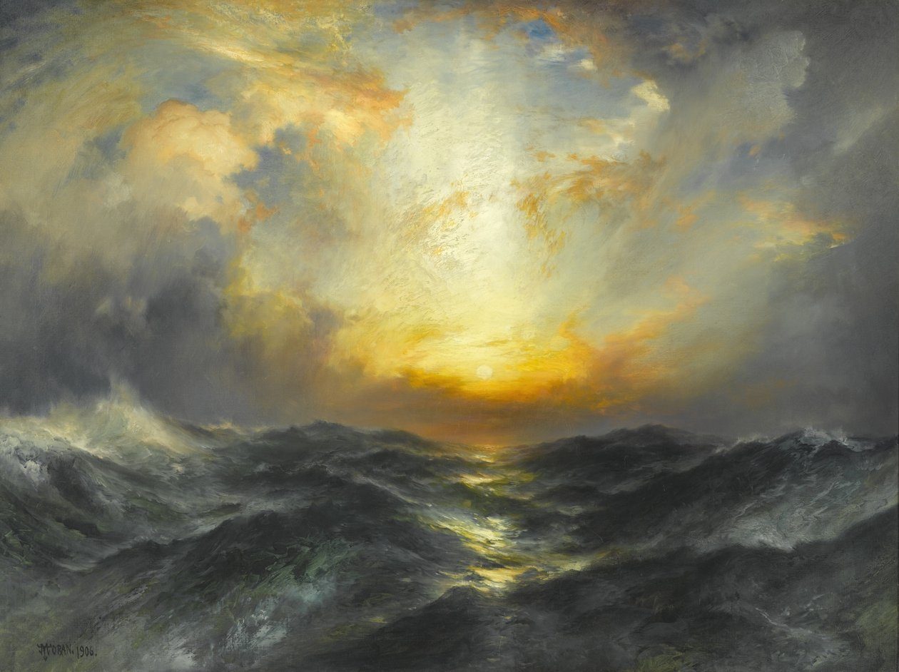 Pôr do sol no mar, 1906 de Thomas Moran