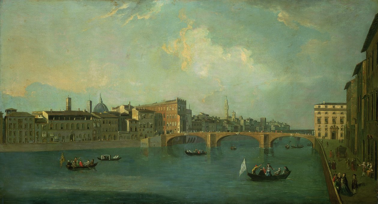 Vista do Arno com Ponte Santa Trinita de Thomas Patch