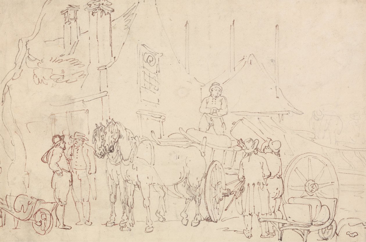Carregando um vagão de Thomas Rowlandson