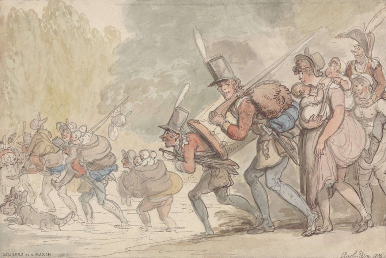 Soldados em março de Thomas Rowlandson