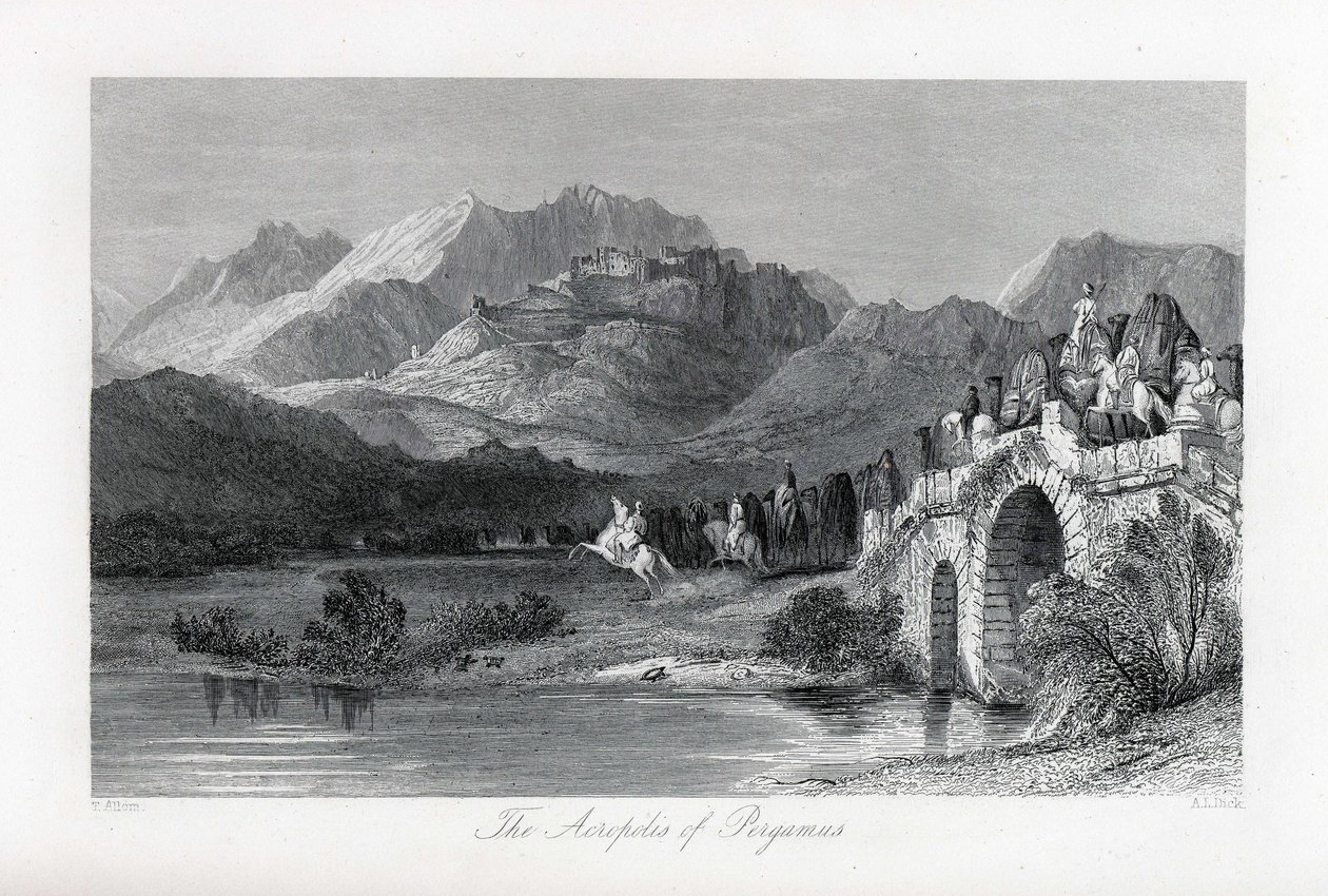 A Acrópole de Pérgamo, 1882 de Thomas Allom