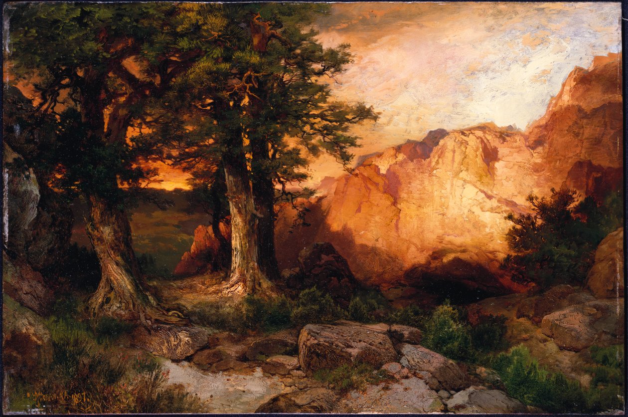 Pôr do sol ocidental, 1897 de Thomas Moran