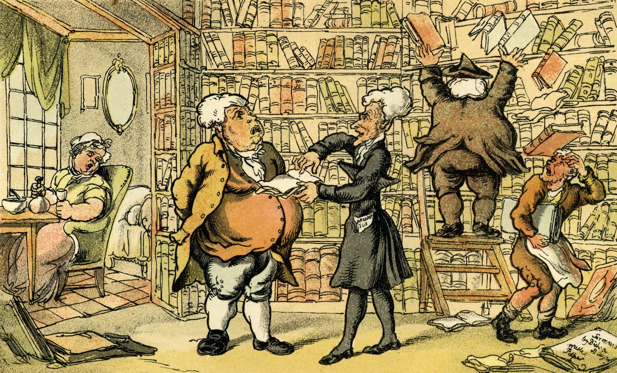 Dr. Sintaxe e livreiro de Thomas Rowlandson