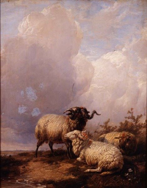 Ovelhas em Paisagem de Thomas Sidney Cooper