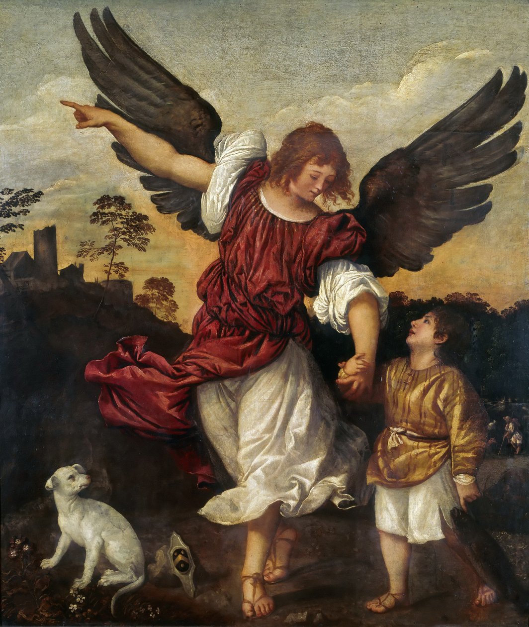 Tobias e o Anjo, ca 1521-1525. de Titian