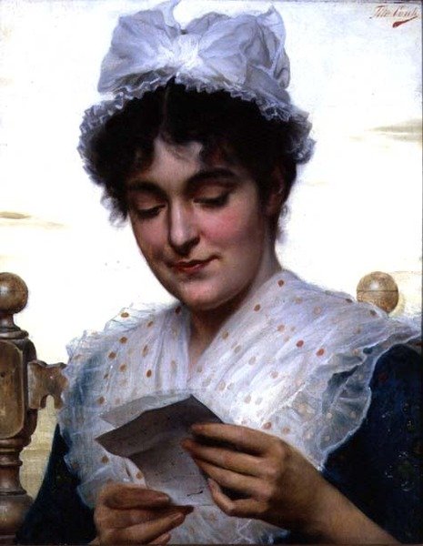 A Carta (óleo sobre tela) de Tito Conti