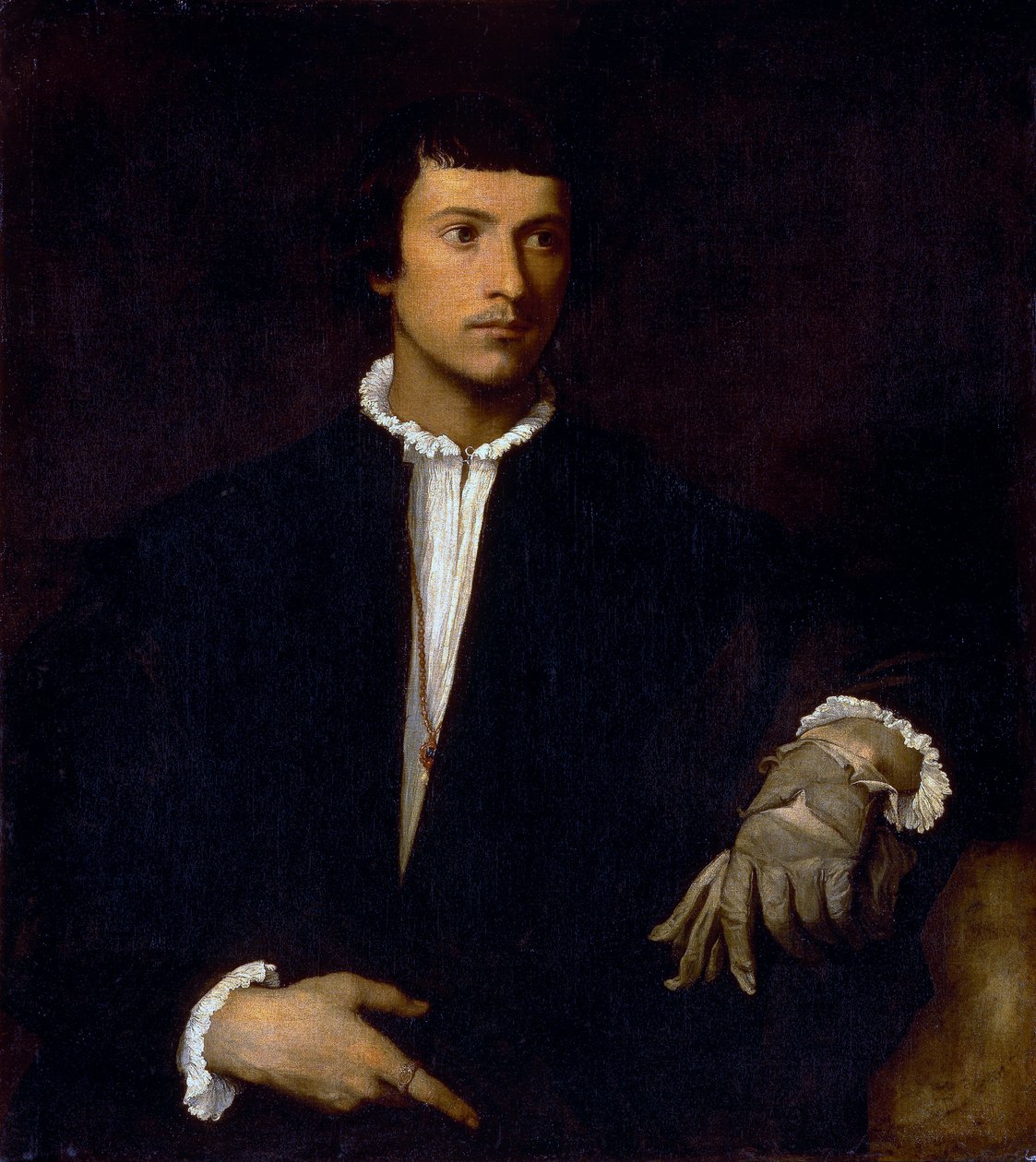 Homem, com, um, luva de Tiziano Vecelli