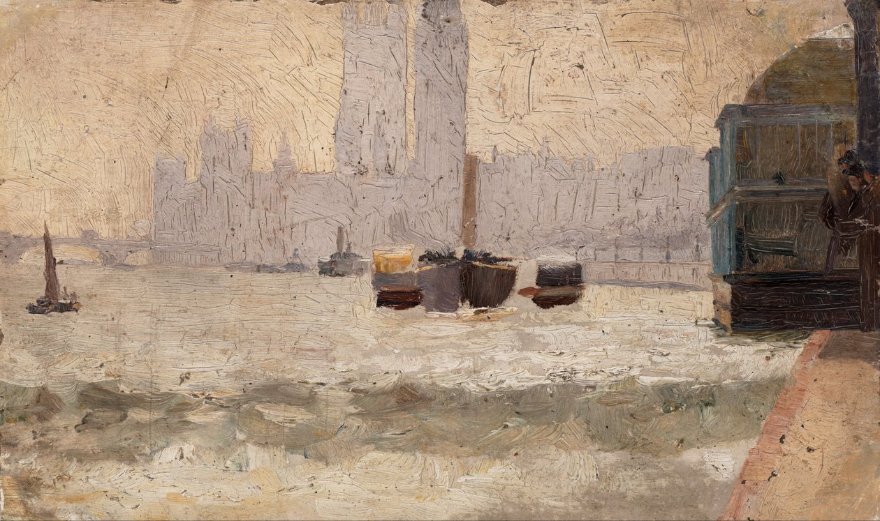 Nevoeiro, thames, terraplenagem de Tom Roberts