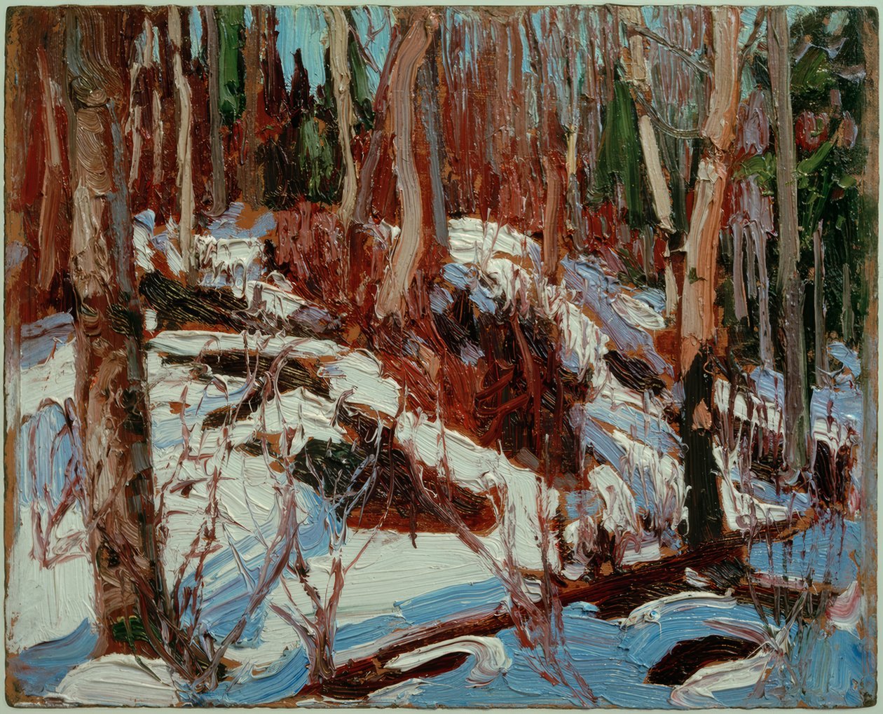 Degelo no inverno na floresta de Tom Thomson