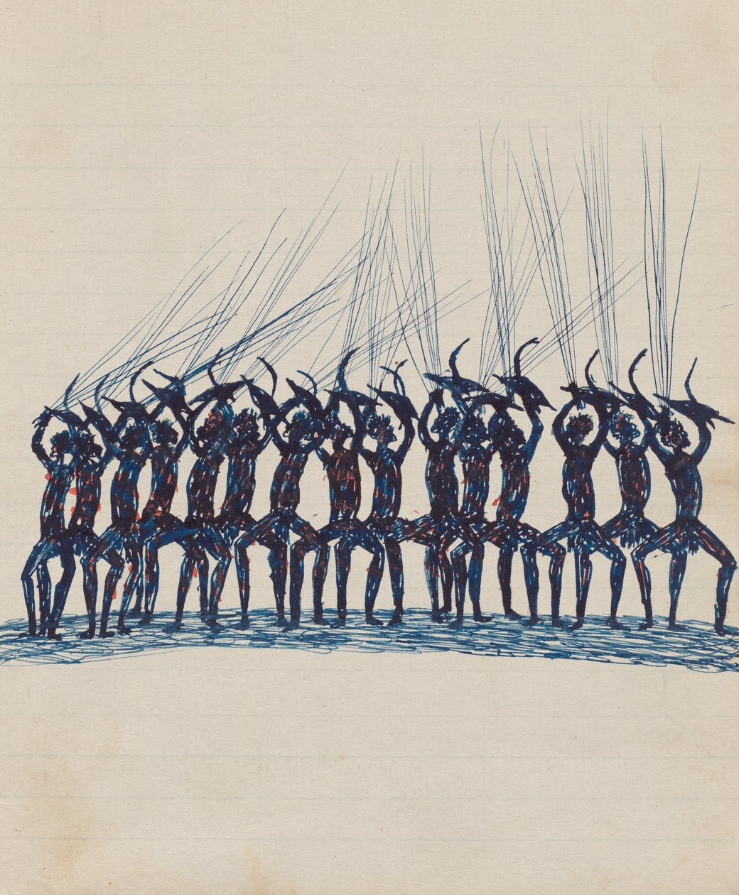 Kwatkwat people - (dança de guerra) Sketchbook principalmente de atividades de aborígenes e brancos de Tommy McRae