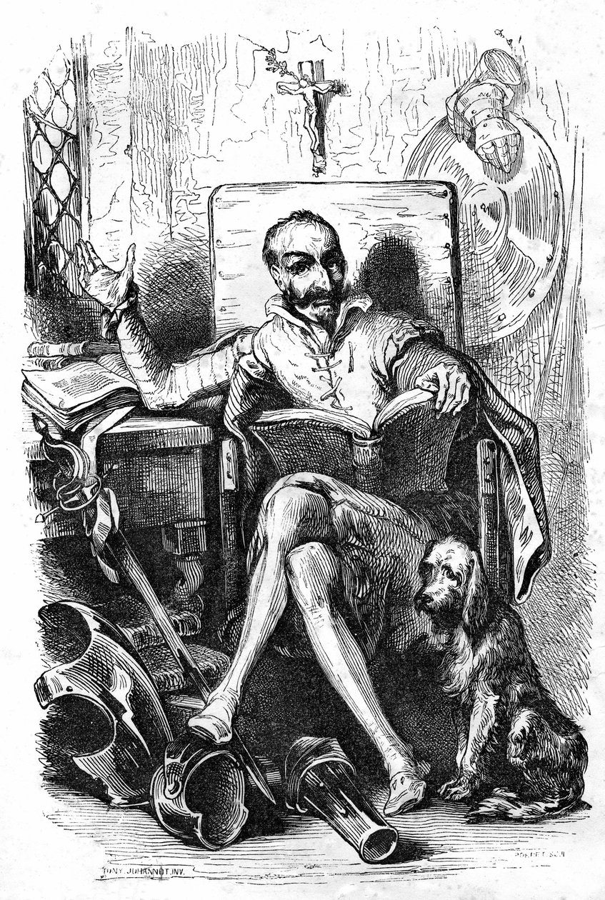 Cervantes como Dom Quixote de Tony Johannot