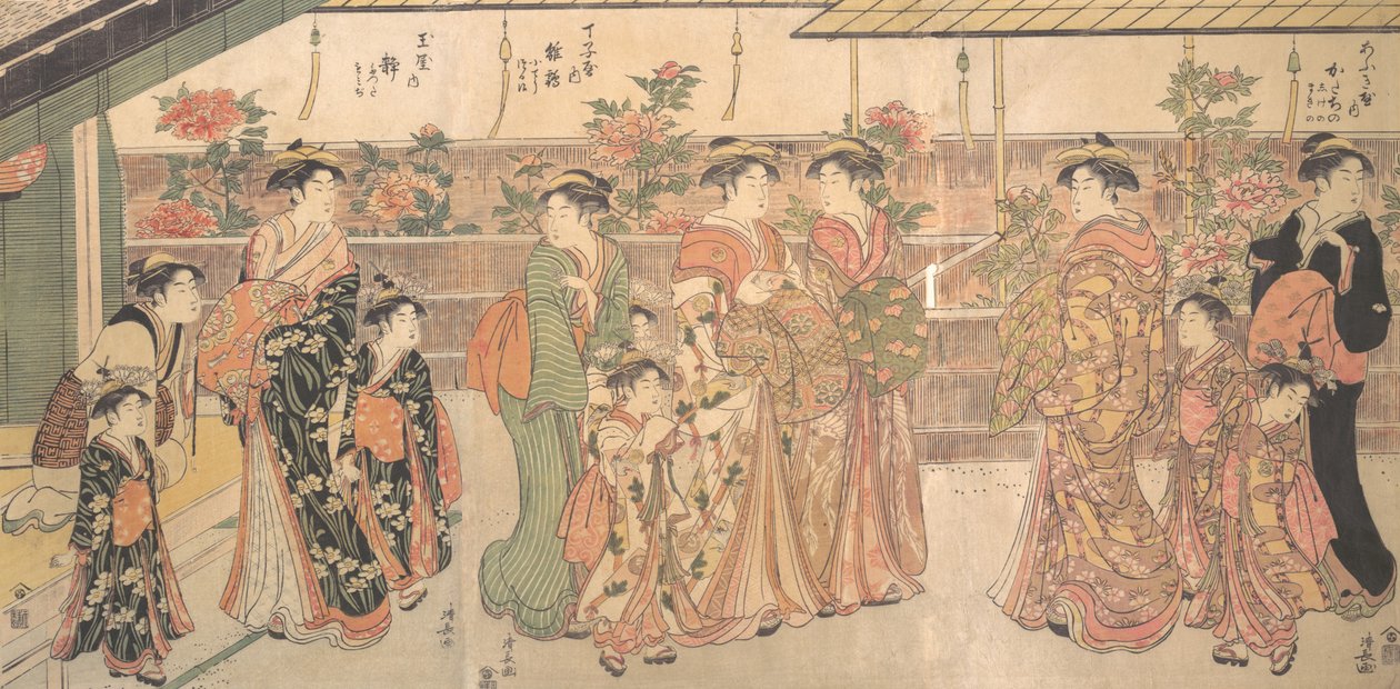 The Peony Show, ca. 1790. de Torii Kiyonaga