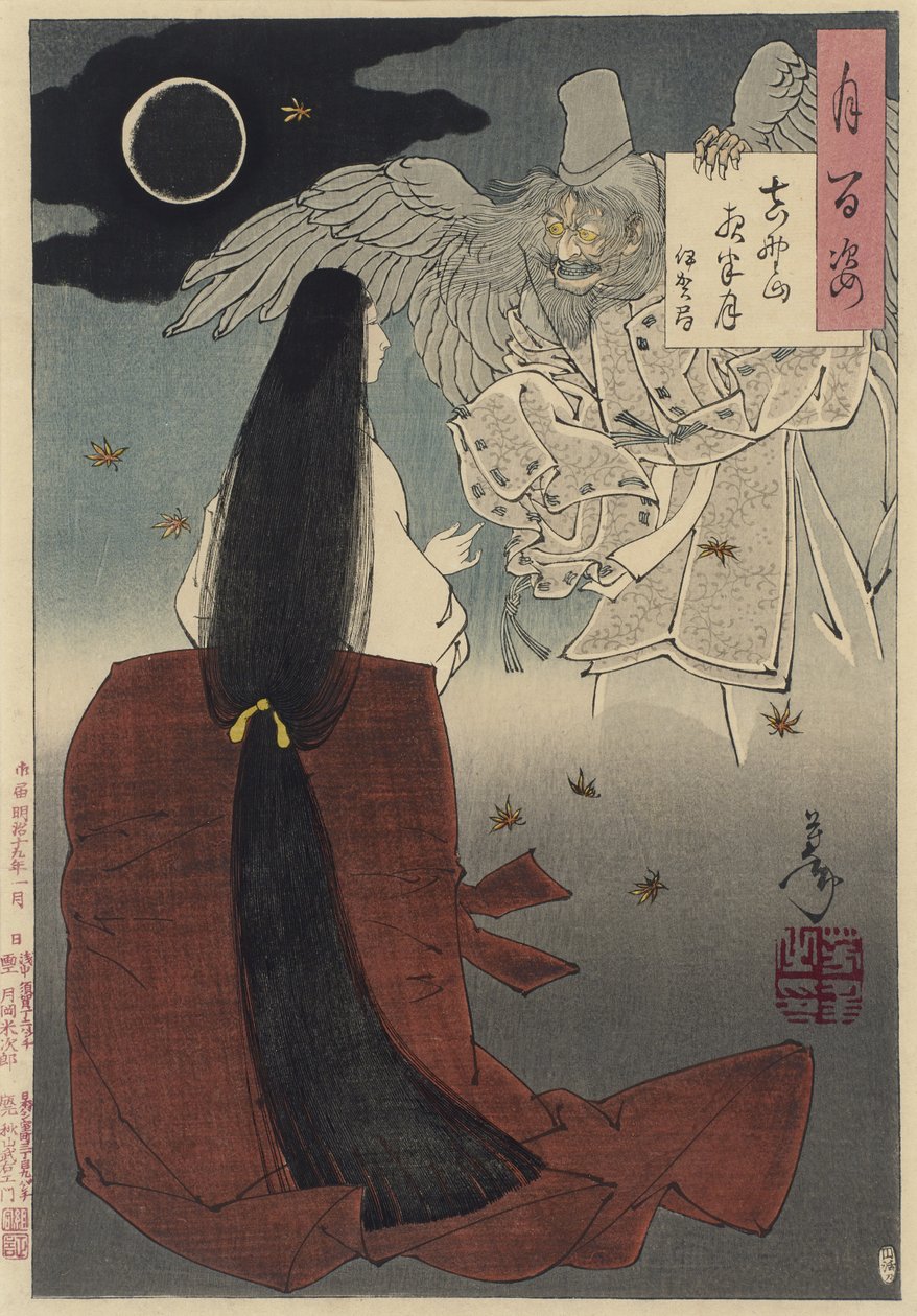 Monte Yoshino, Midnight Moon, 1886 (xilogravura em papel) de Tsukioka Yoshitoshi