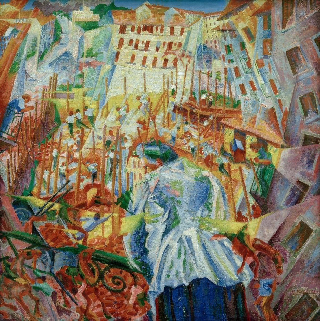 A estrada entra na casa de Umberto Boccioni