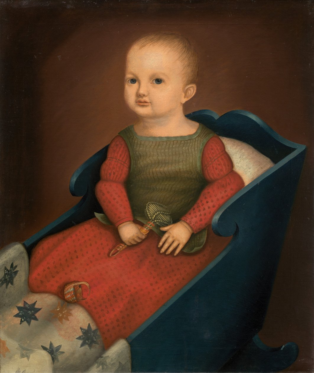 Bebê no berço azul, c. 1840. de Unbekannt