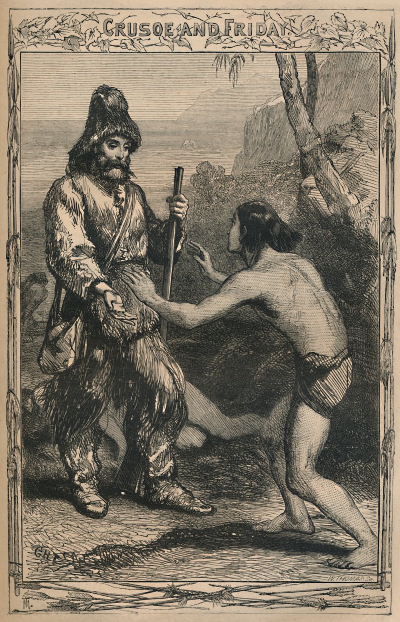 Crusoé e sexta-feira, c1870 de Unbekannt
