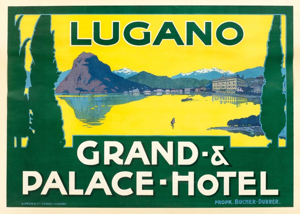 Lago Lugano. Grand e Palace Hotel, c. 1925 de Unbekannt