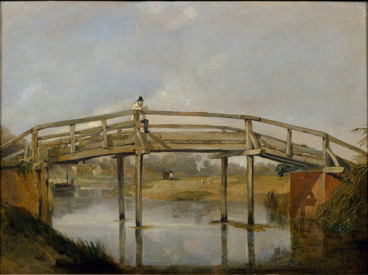 Paisagem com rio e ponte, c1830 de Unbekannt