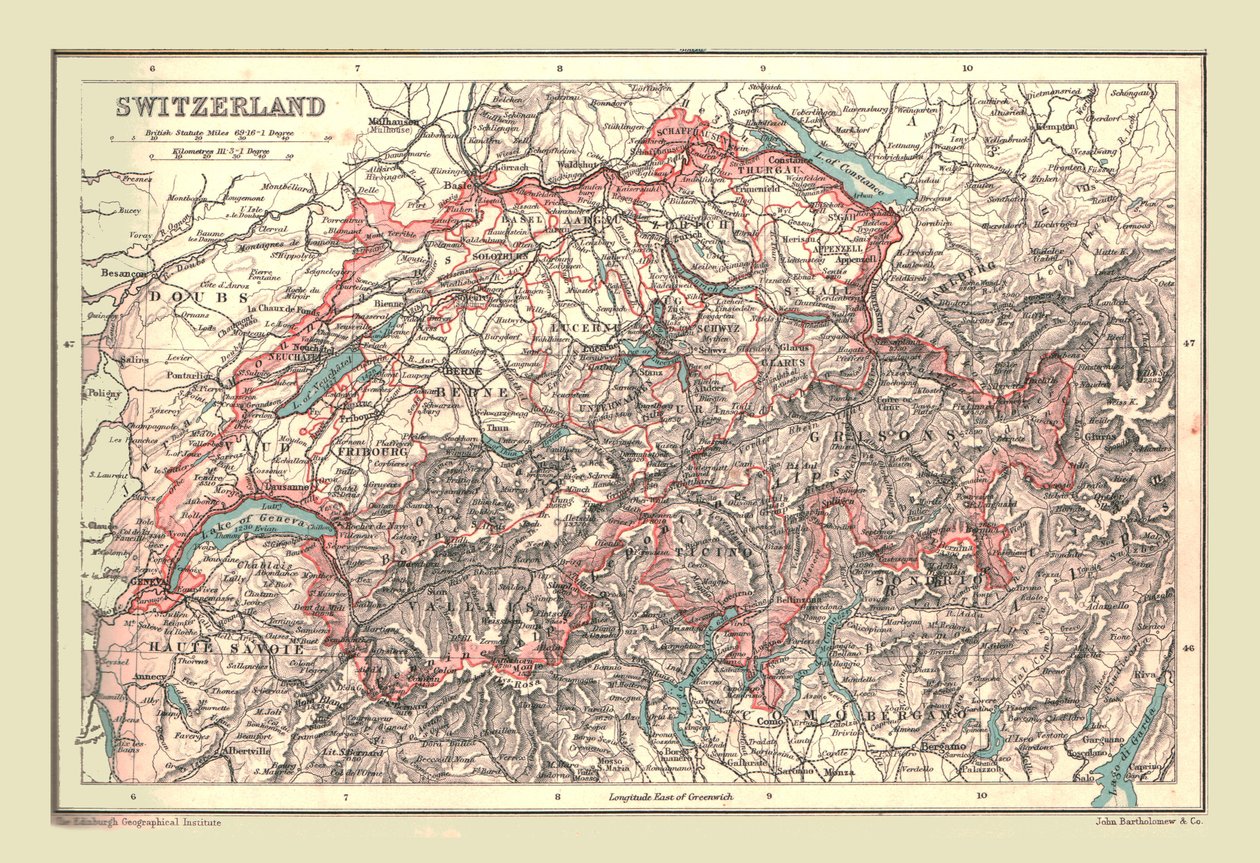 Mapa da Suíça, 1902. de Unbekannt