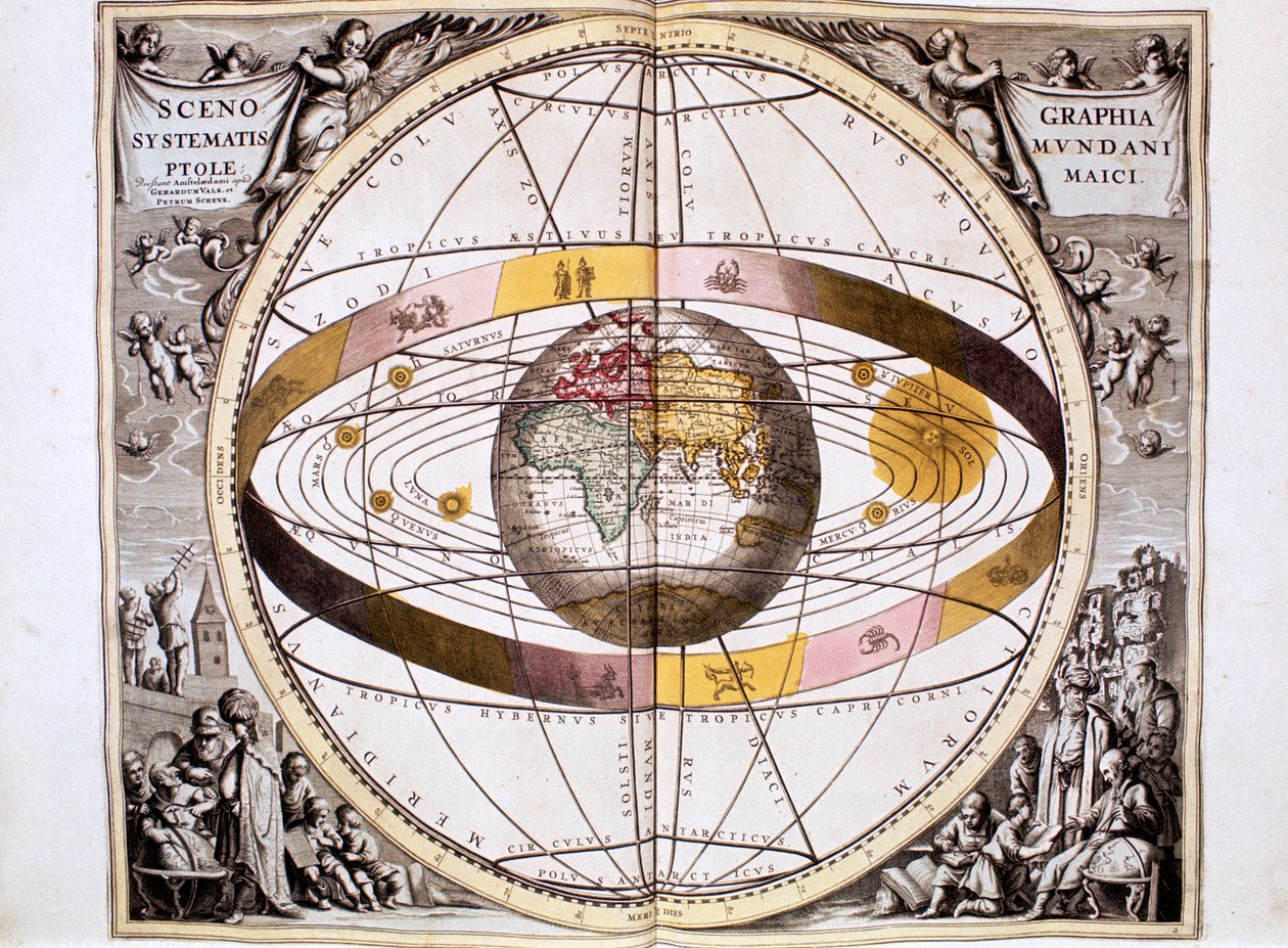 Sistema geocêntrico ptolomaico do Universo, 1708 de Unbekannt