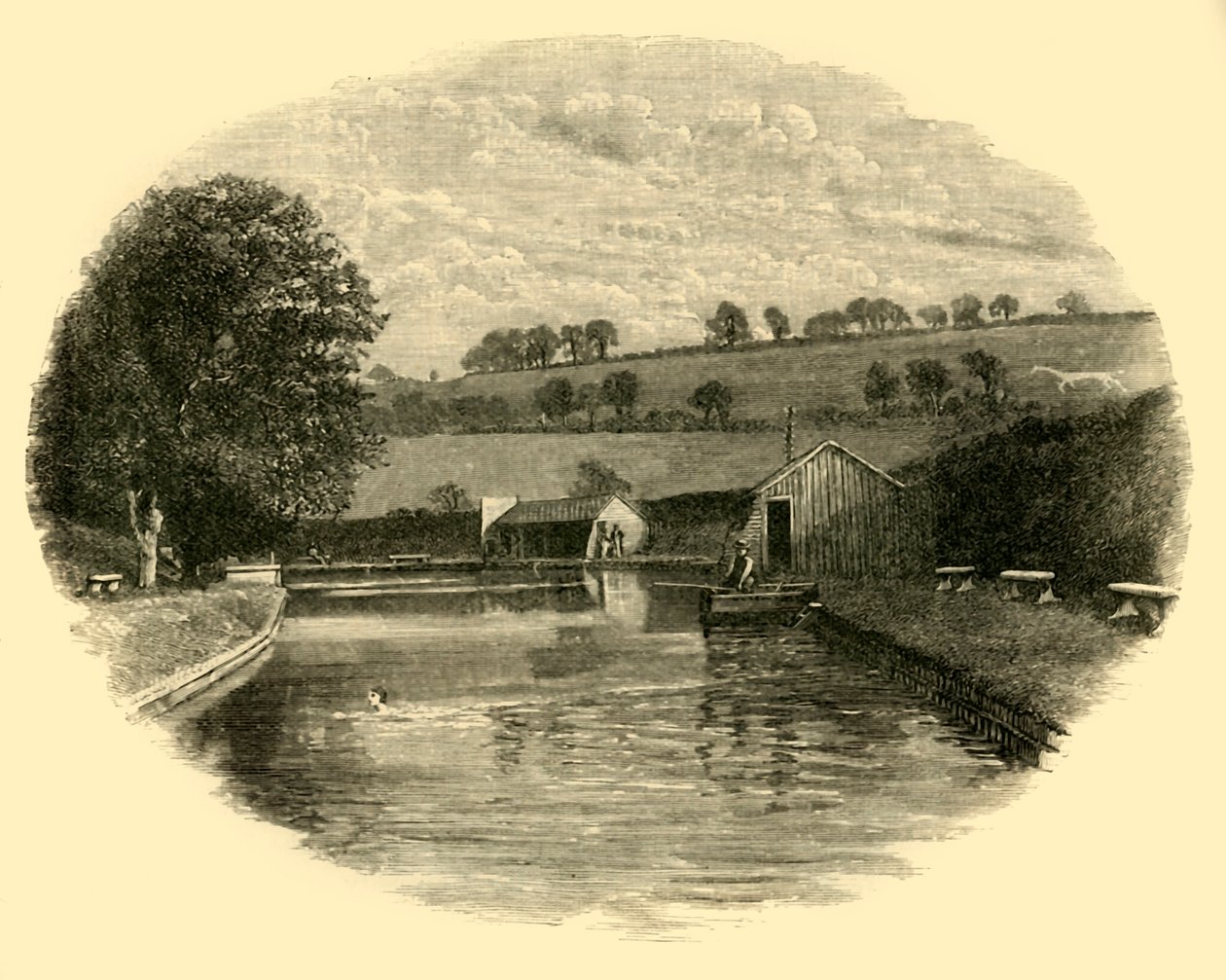 O local de banho, 1898. de Unbekannt