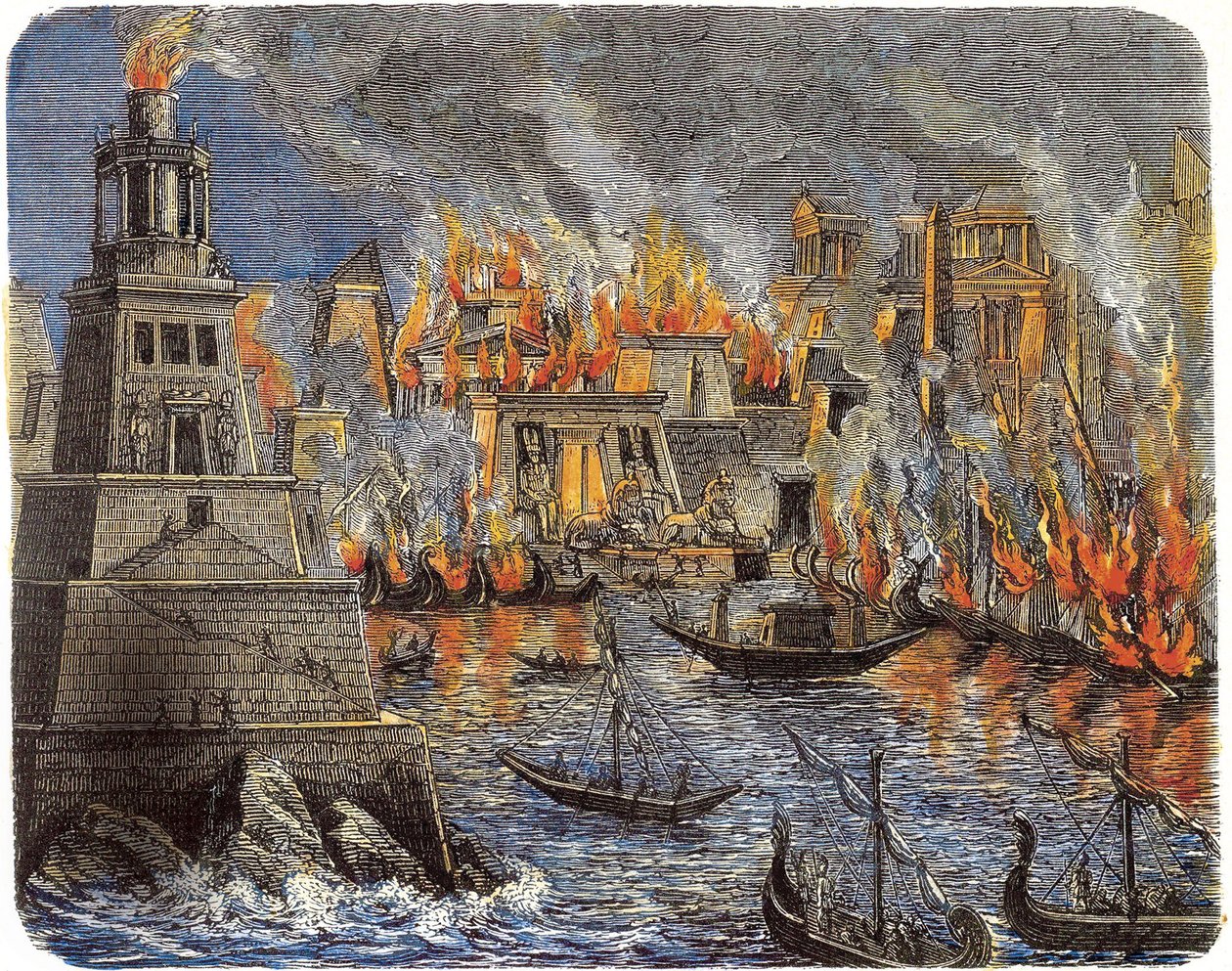 A queima da biblioteca de Alexandria, 1876 de Unbekannt