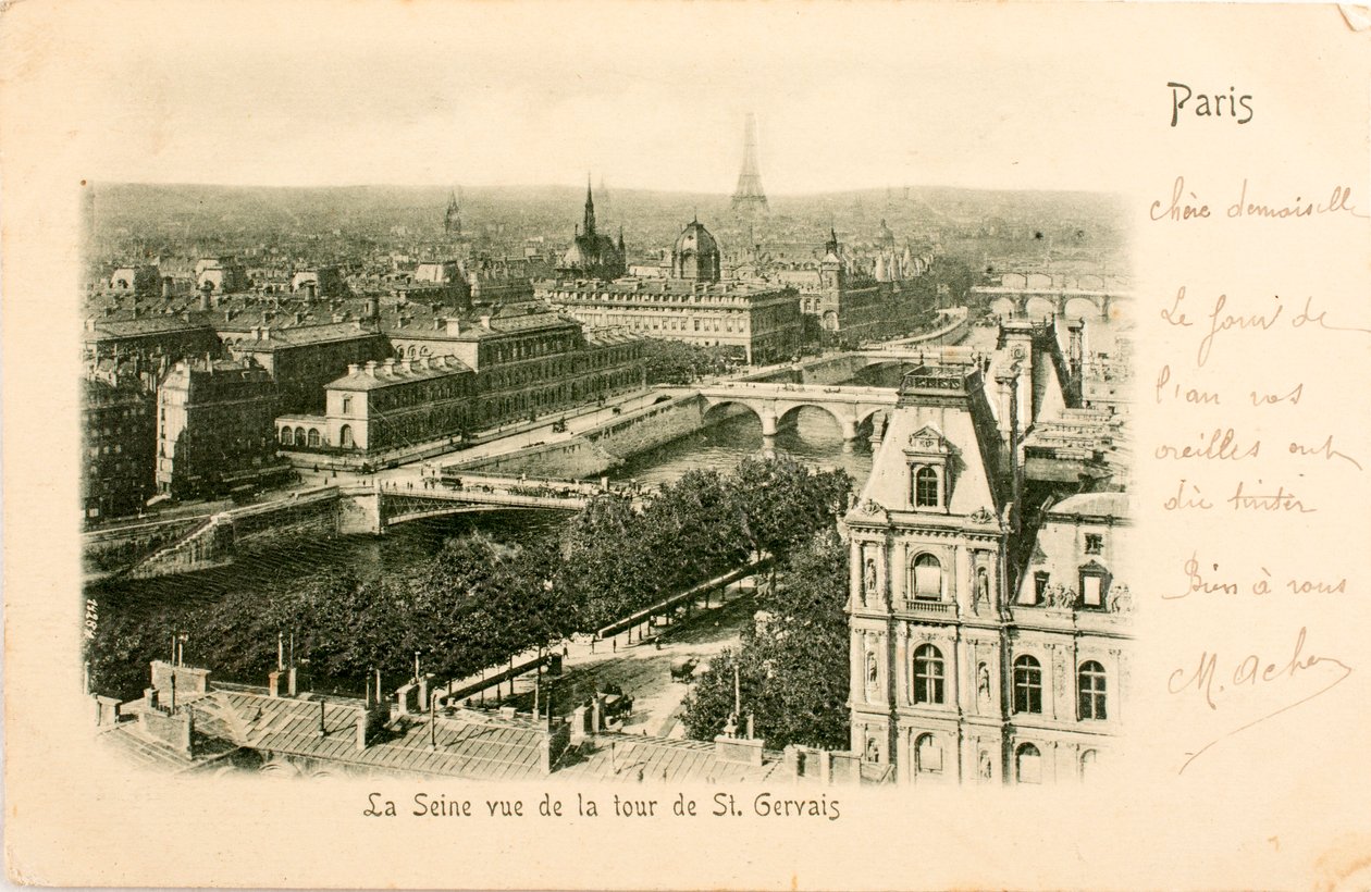 Cartão postal/Seine de Saint Gervais Tower/Paris/Seine/Ile de France/France de William M. Timlin