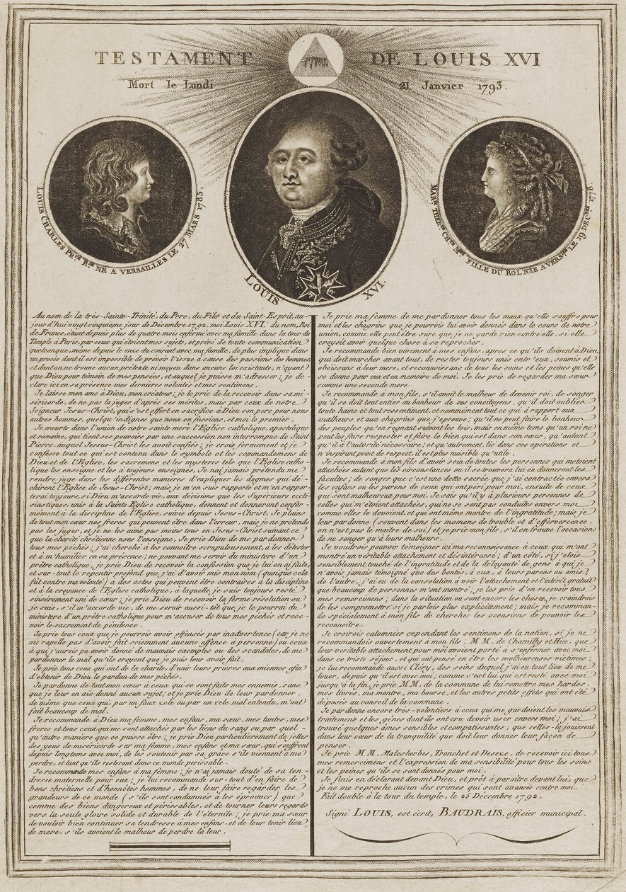 Testamento de Luís XVI de Unidentified