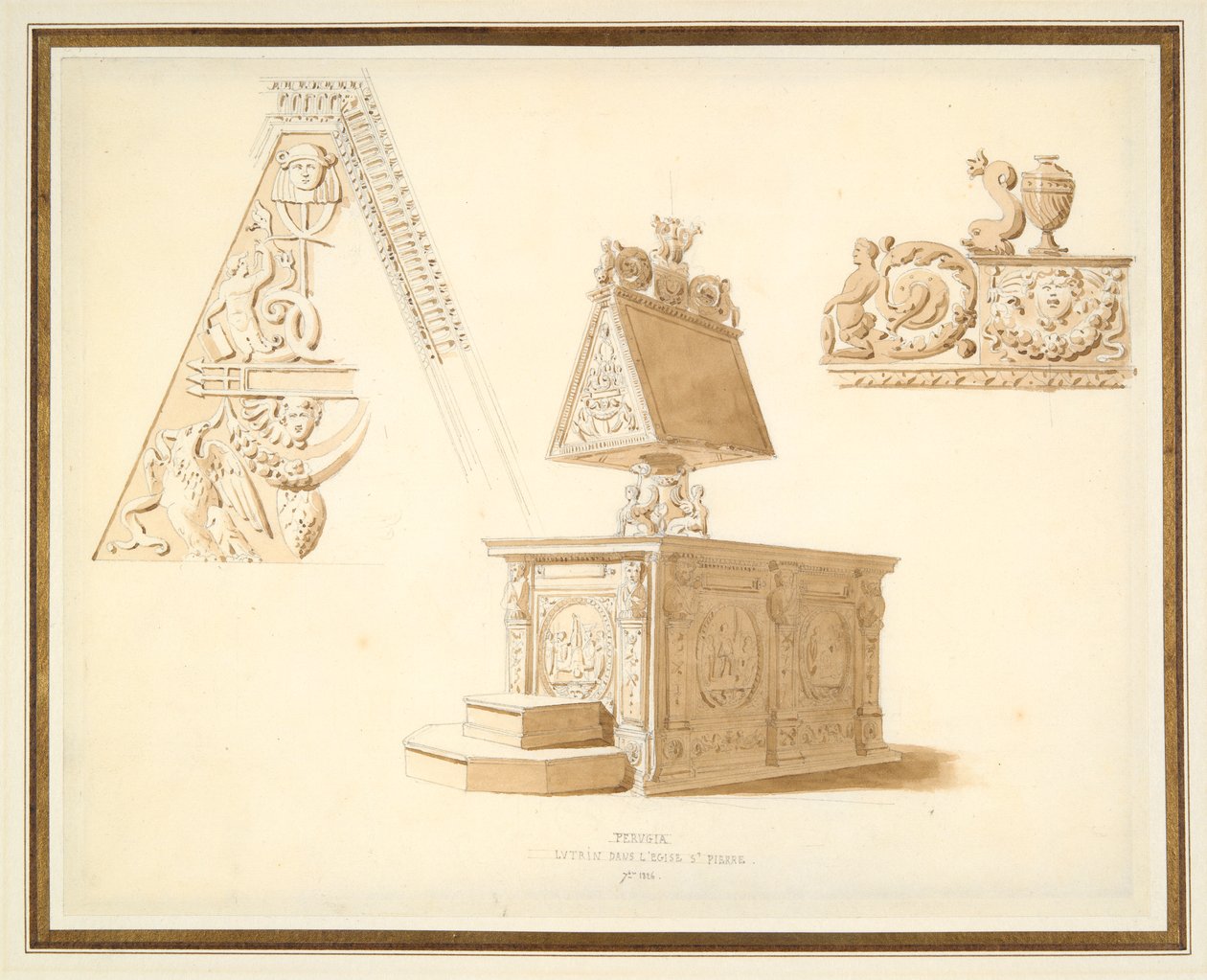 Estudos de um Lectern em Perugia de Unknown