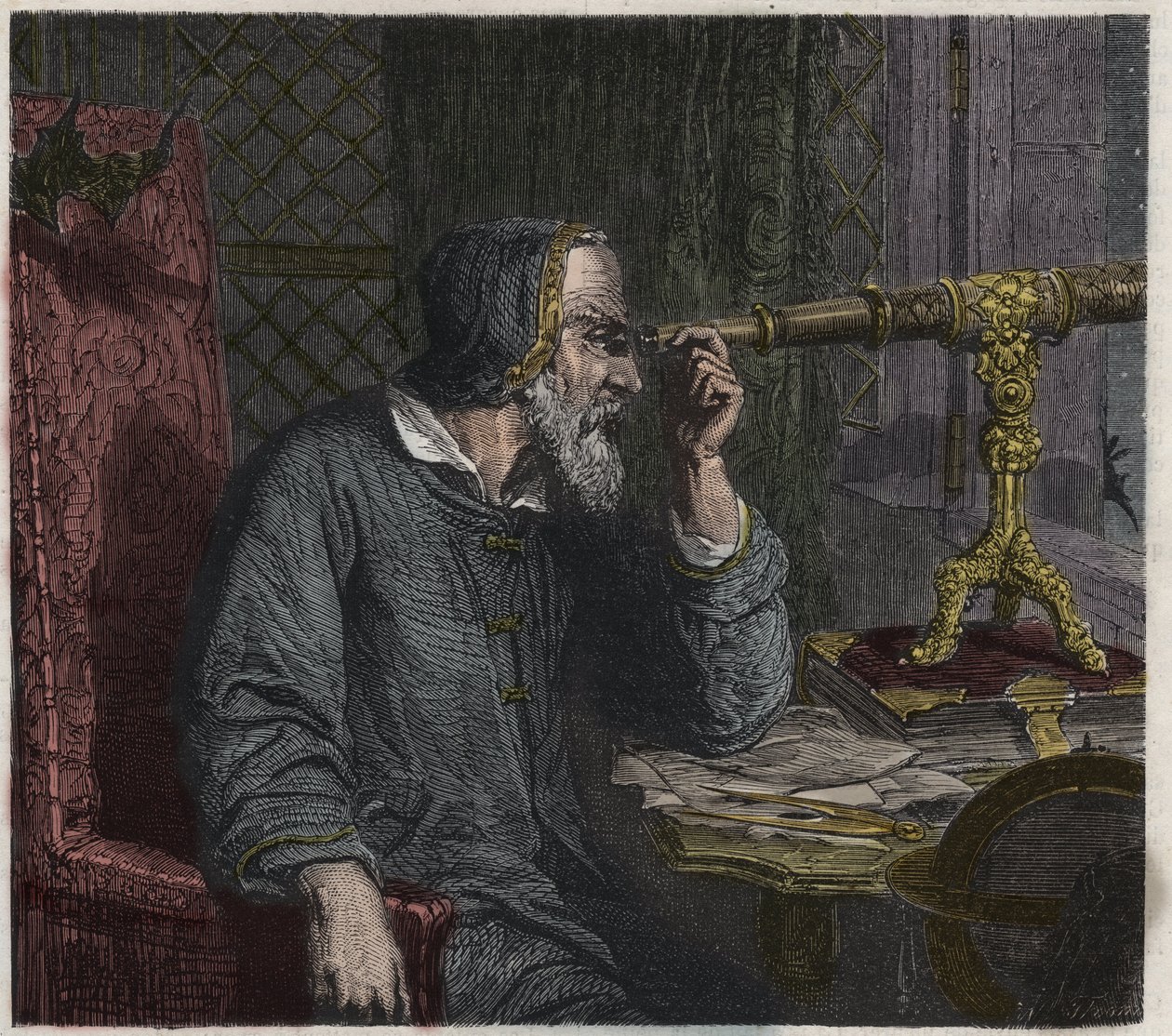 Galileu Galilei e o seu Telescópio de Unknown artist