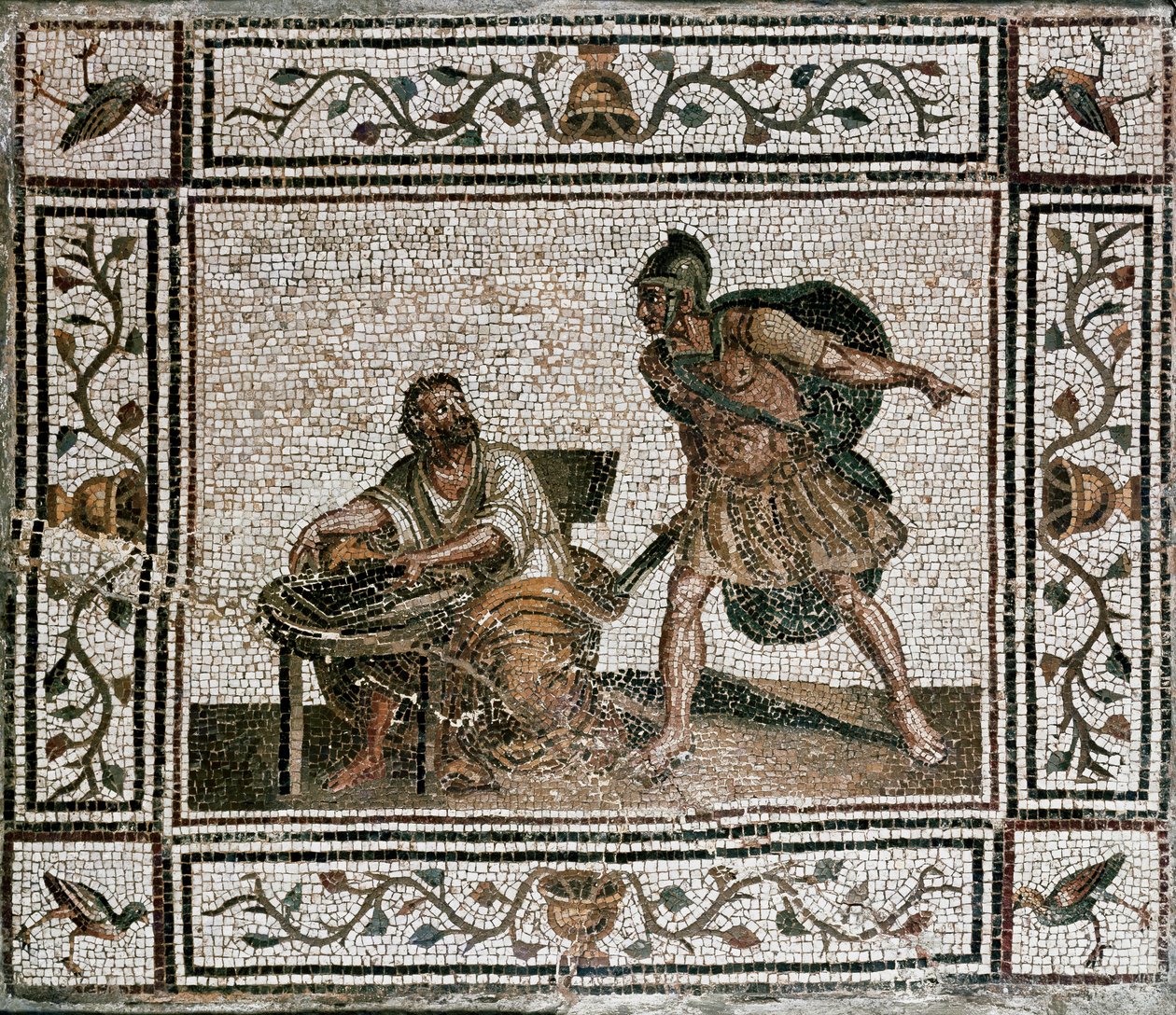Morte de Arquimedes de Siracusa (mosaico de Unknown artist