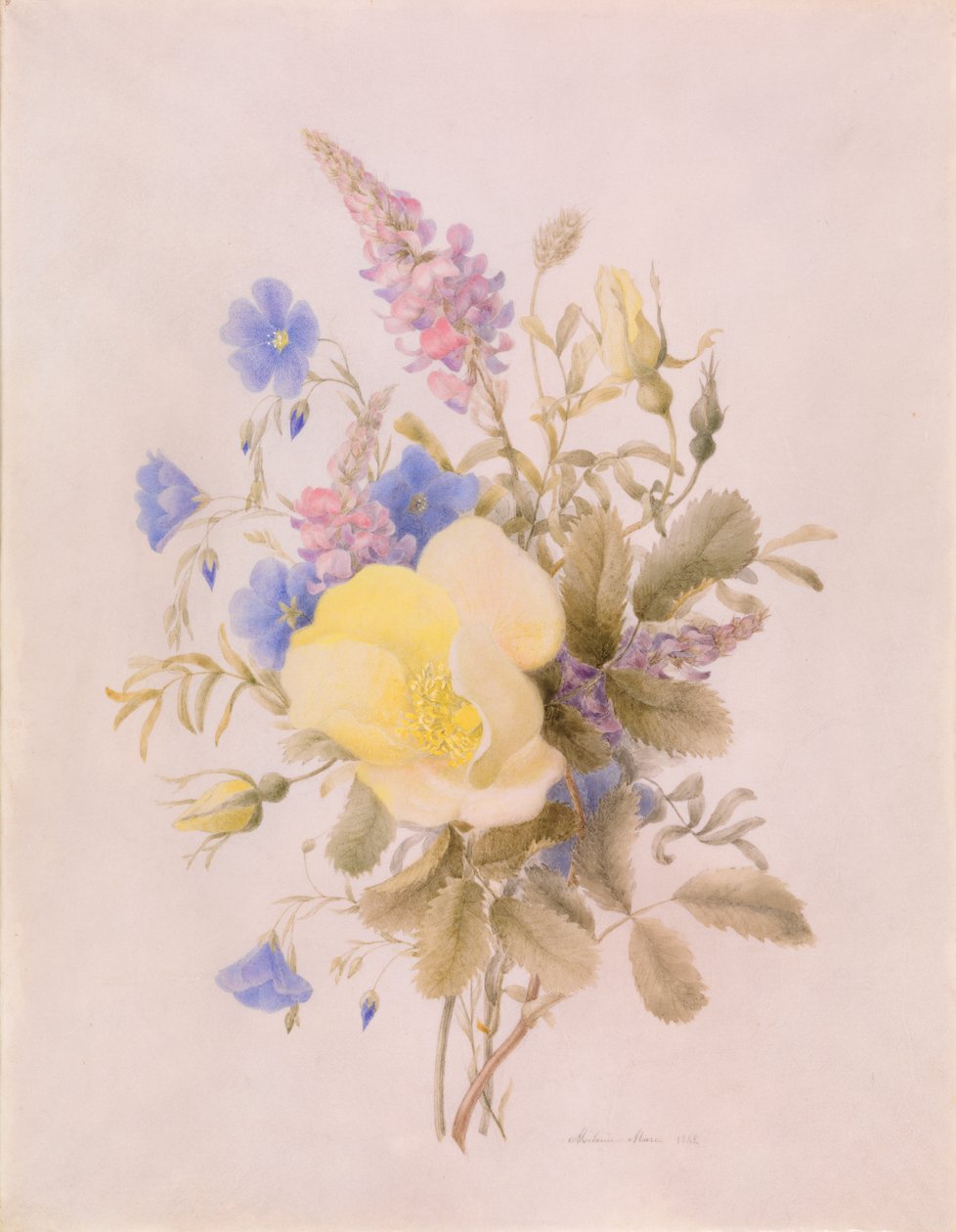 Flores com Rosa Amarela de Unknown artist