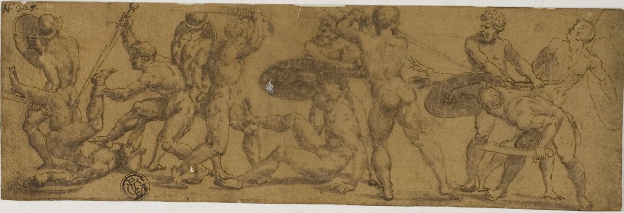 Guerreiros nus lutando de Unknown artist