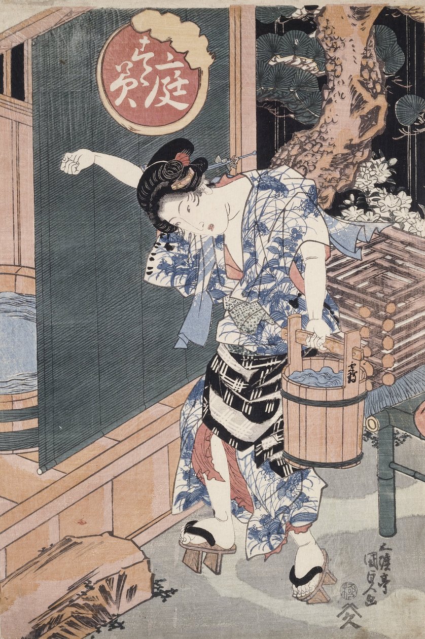 A banheira do jardim de Utagawa Kunisada